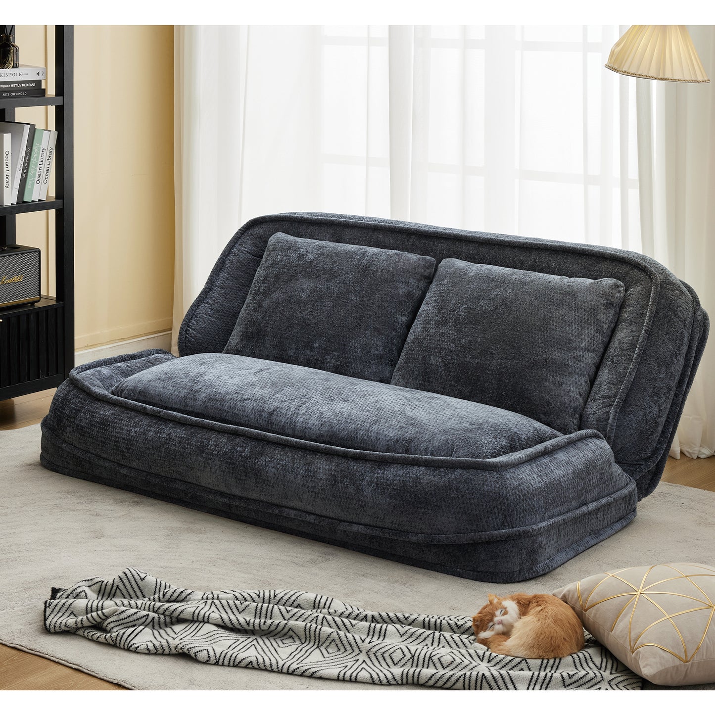 Double Lazy Sofa Dog Bed - Extra Large Loveseat in Dark Gray