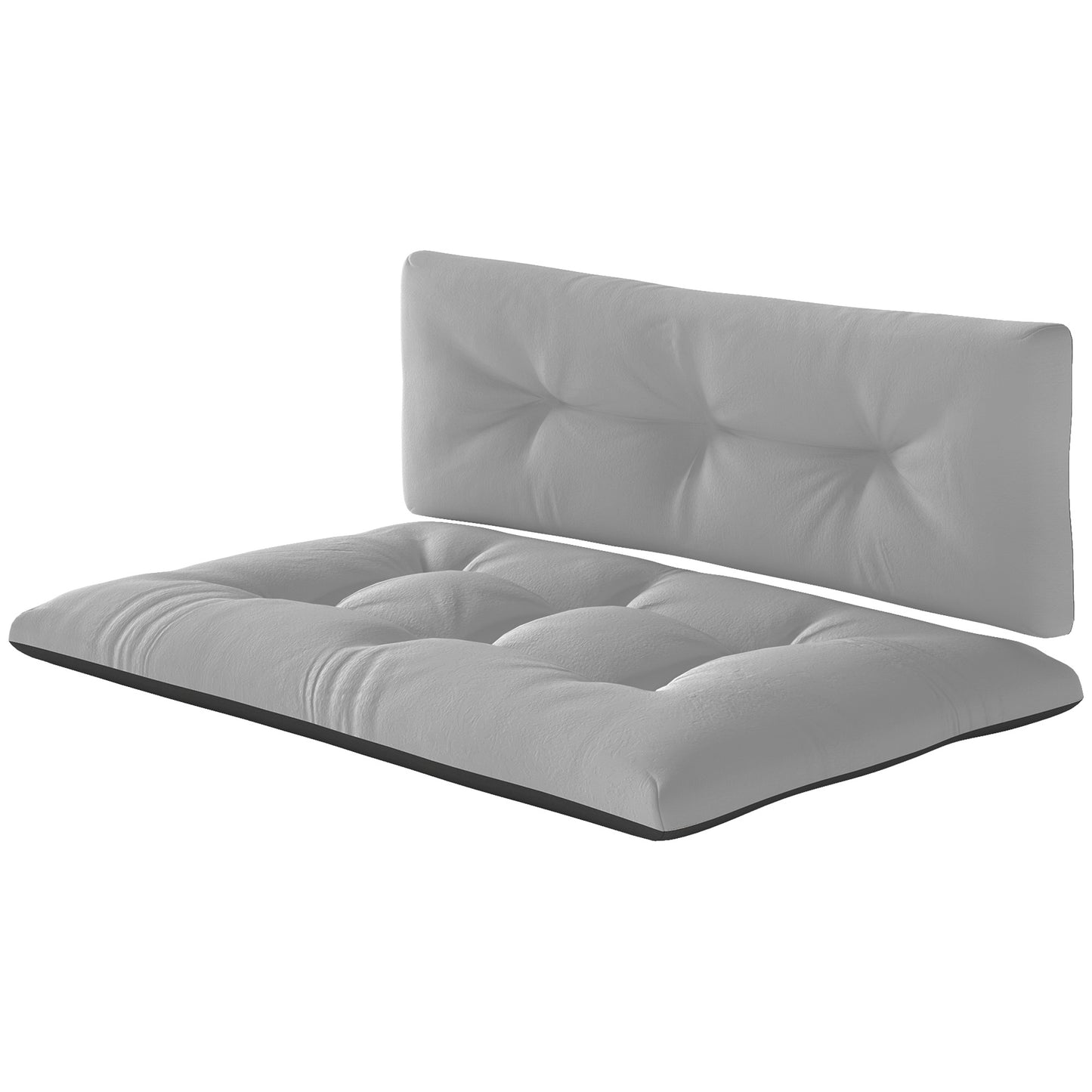 Outdoor Tufted Pallet Cushions - 3.9" Thick, Light Gray Set