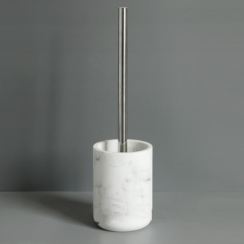5-Piece Bathroom Accessory Set with Marble Texture Resin Finish - Black & White
