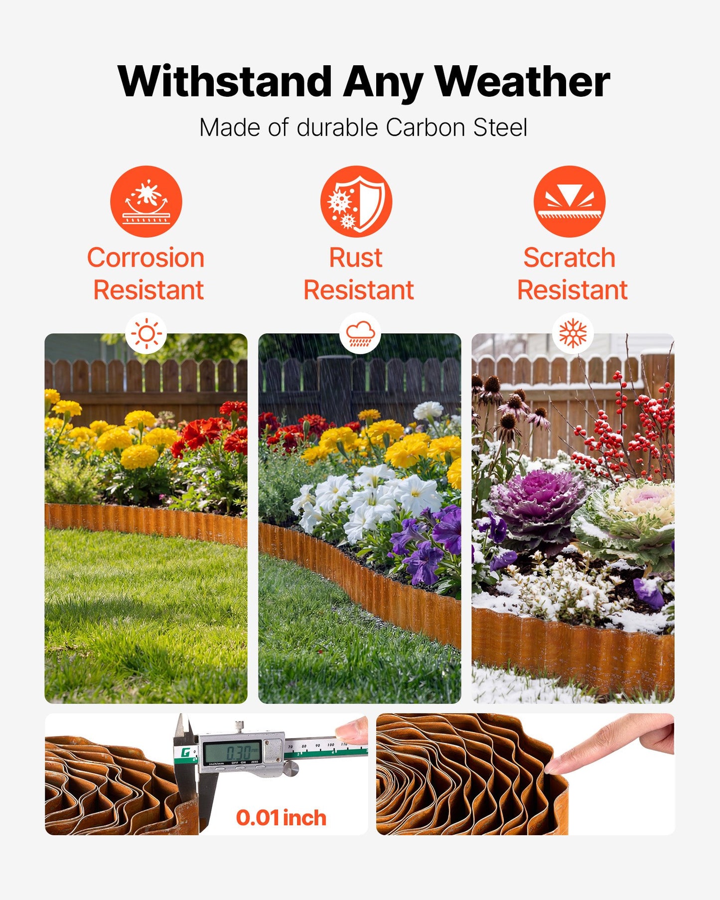 Carbon Steel Landscape Edging 40 Ft Black Garden Border Fencing, Easy Install