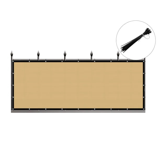 3ft x 12ft Beige Sunshade Fence - Outdoor Heat-Insulating Shade