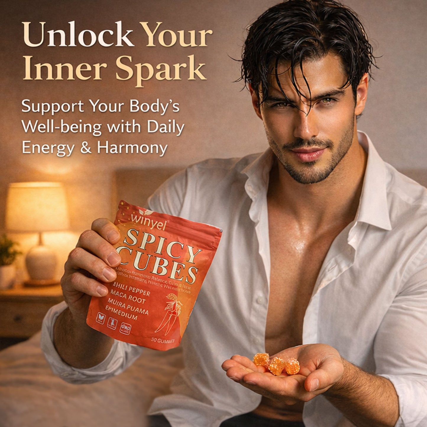Spicy Peach Intimacy Gummies - Herbal Hormone Support & Wellness Supplement