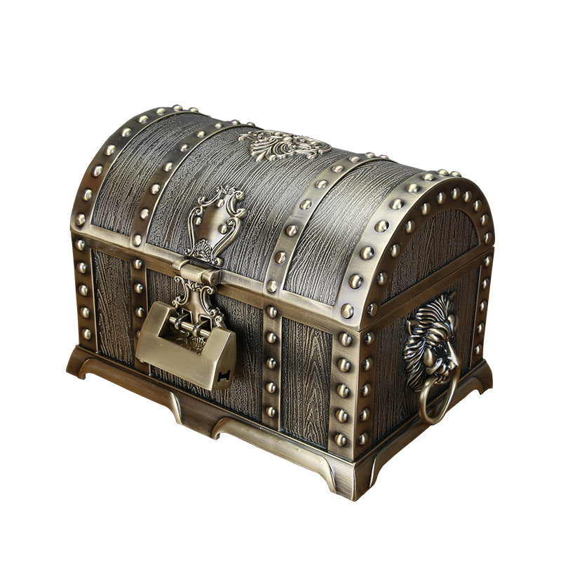 Retro Chinese Style Jewelry Box with Lock - Handcrafted Alloy Storage Chest