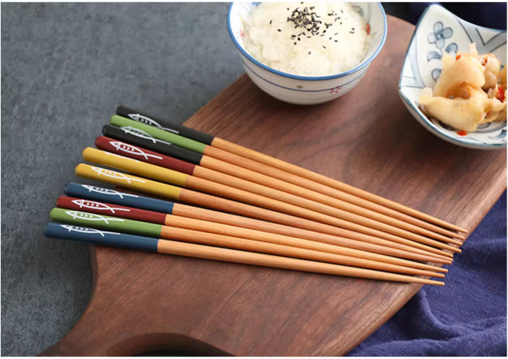 Wooden Chopsticks for One Person - Chestnut Dinnerware, 5 or 10 Pairs