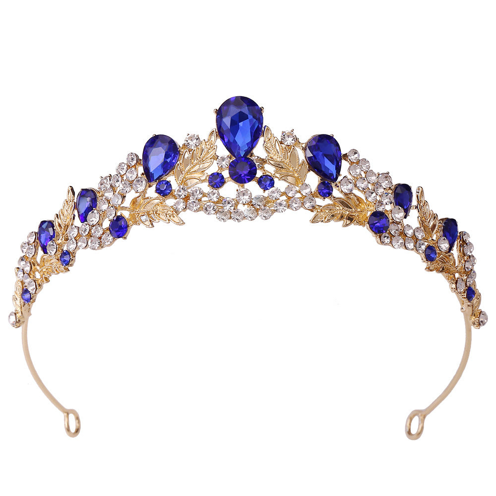 Bridal Rhinestone Tiara with Leaf Design
