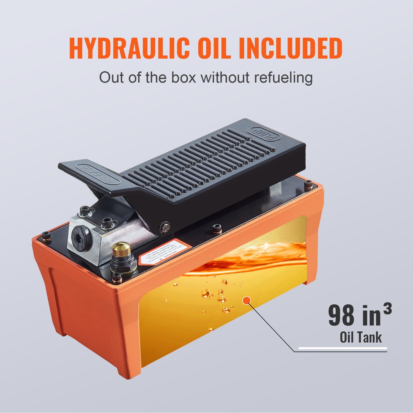Air Hydraulic Pump 10,000 PSI Foot Operated Auto Body Frame Tool - Orange