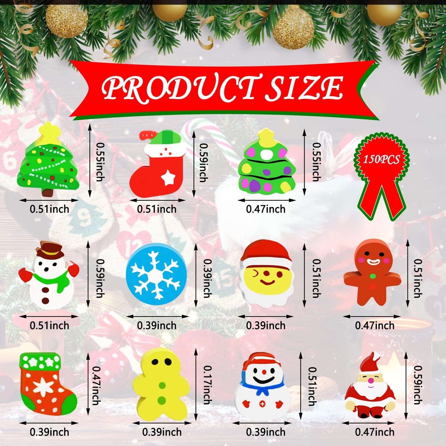 150 Pcs Christmas Mini Animal Pencil Erasers - Fun Holiday Party Favors