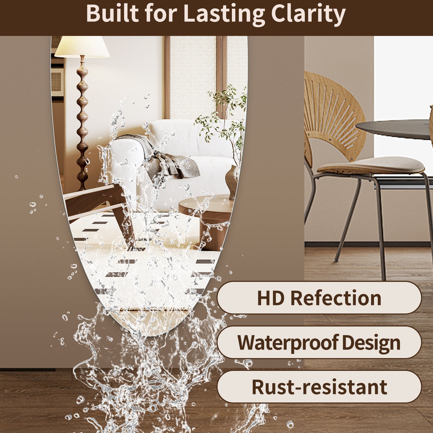 Modern Oval Full Length Wall Mirror - 63" x 24" Clear Glass