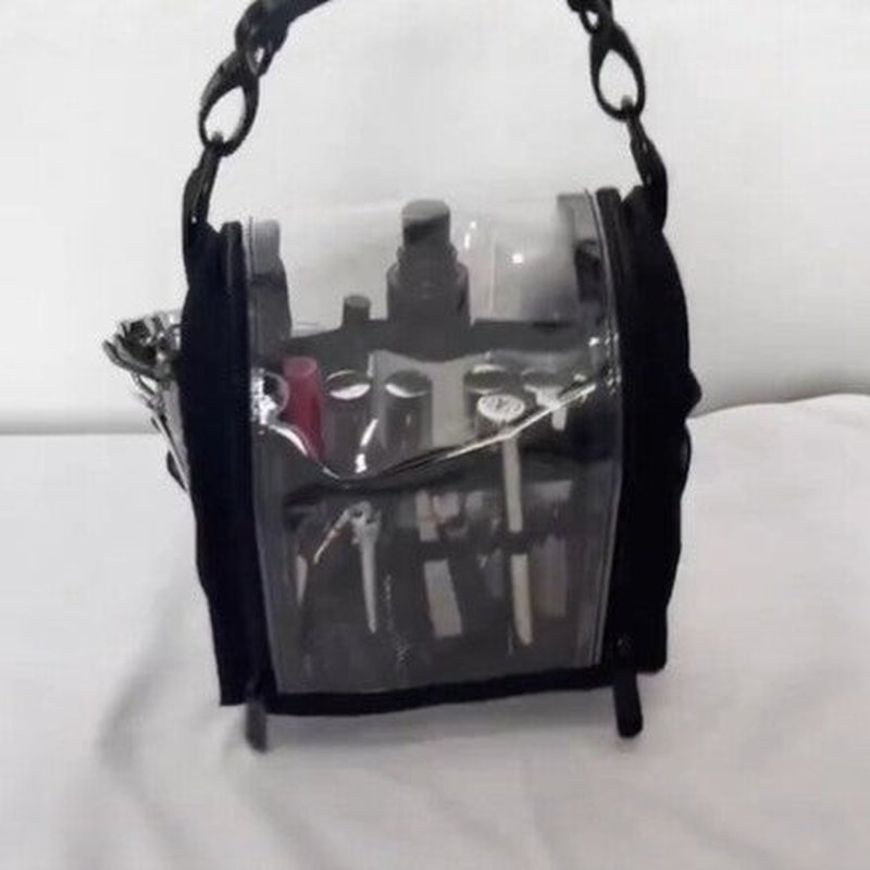 Transparent PVC Double-Layer Cosmetic Bag Waterproof Portable Storage