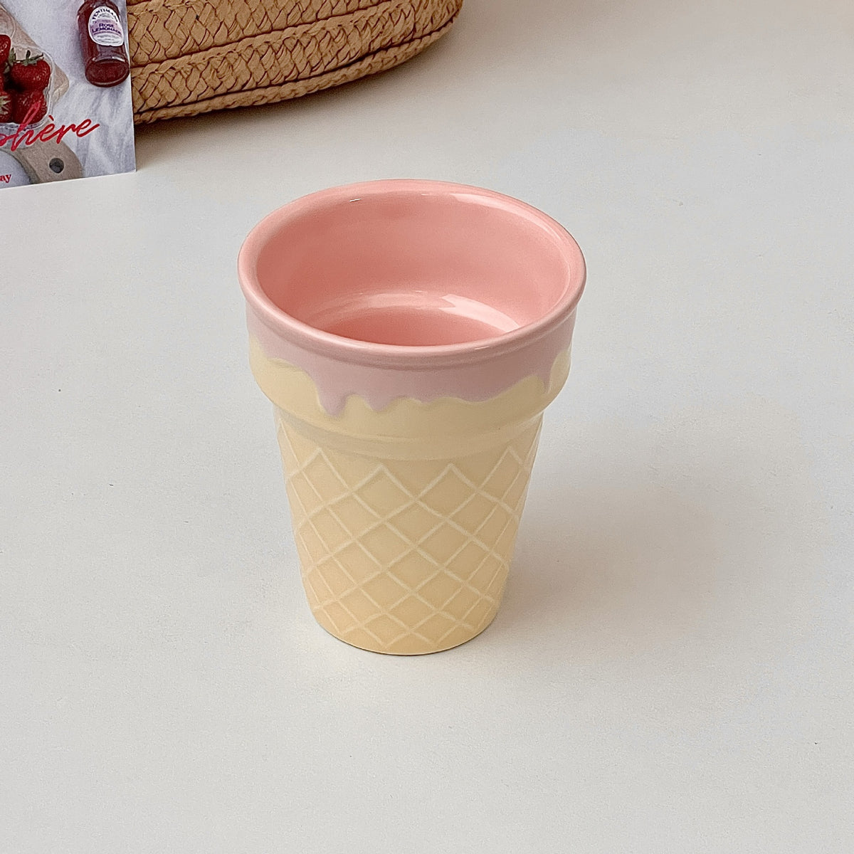 Creative Ceramic Ice Cream Cone Cup - Heat-Resistant 250ml Home Storage