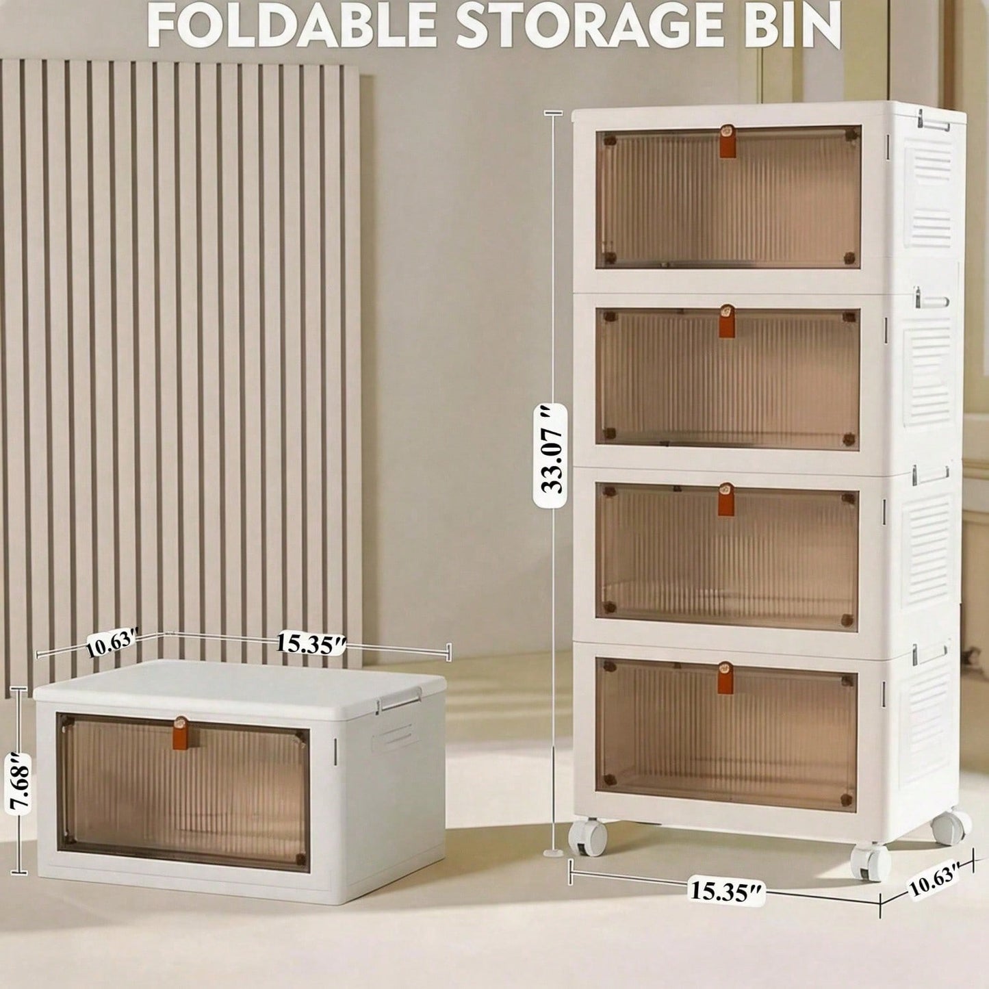 Foldable Stackable Pet Supplies Storage Bin With Wheels, Magnetic