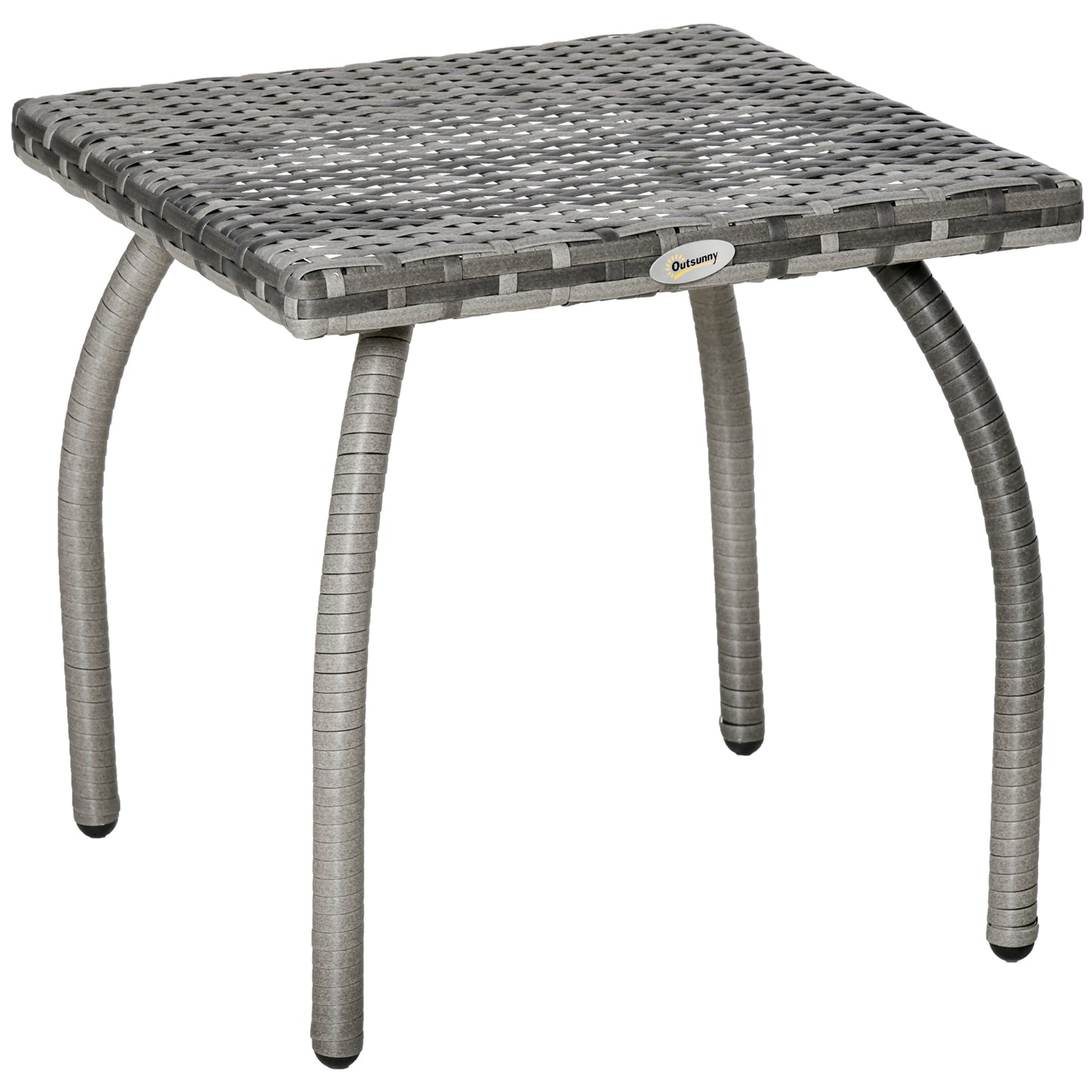 Outdoor Small Square Rattan Side Table - Gray