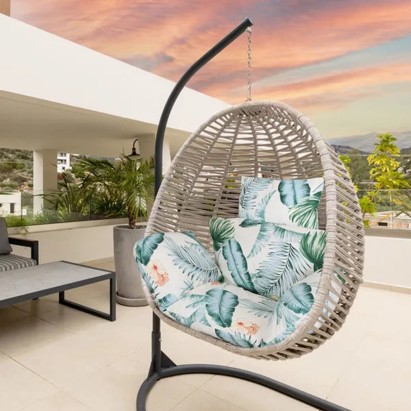 Egg Chair Cushion with Headrest - Thick Soft Polyester Pad