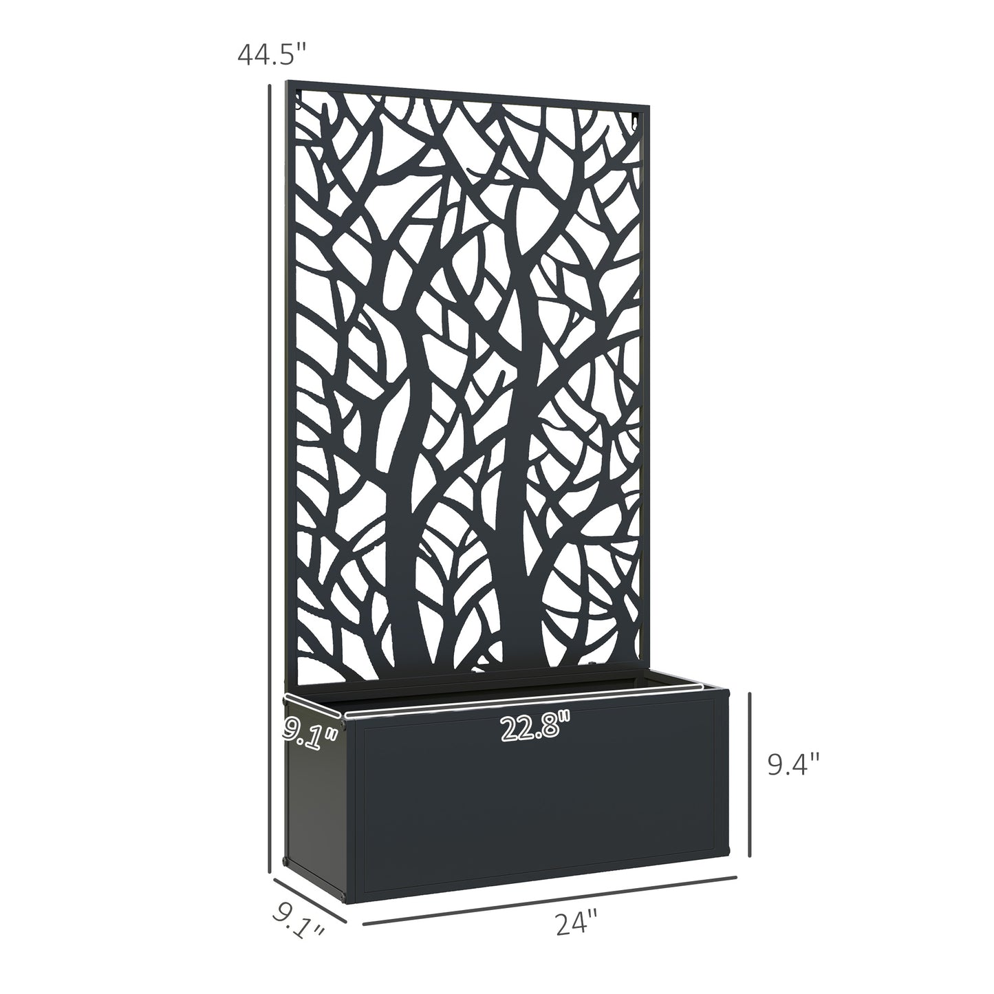 Metal Garden Bed with Trellis for Climbing Plants - Black, 960x680x65mm