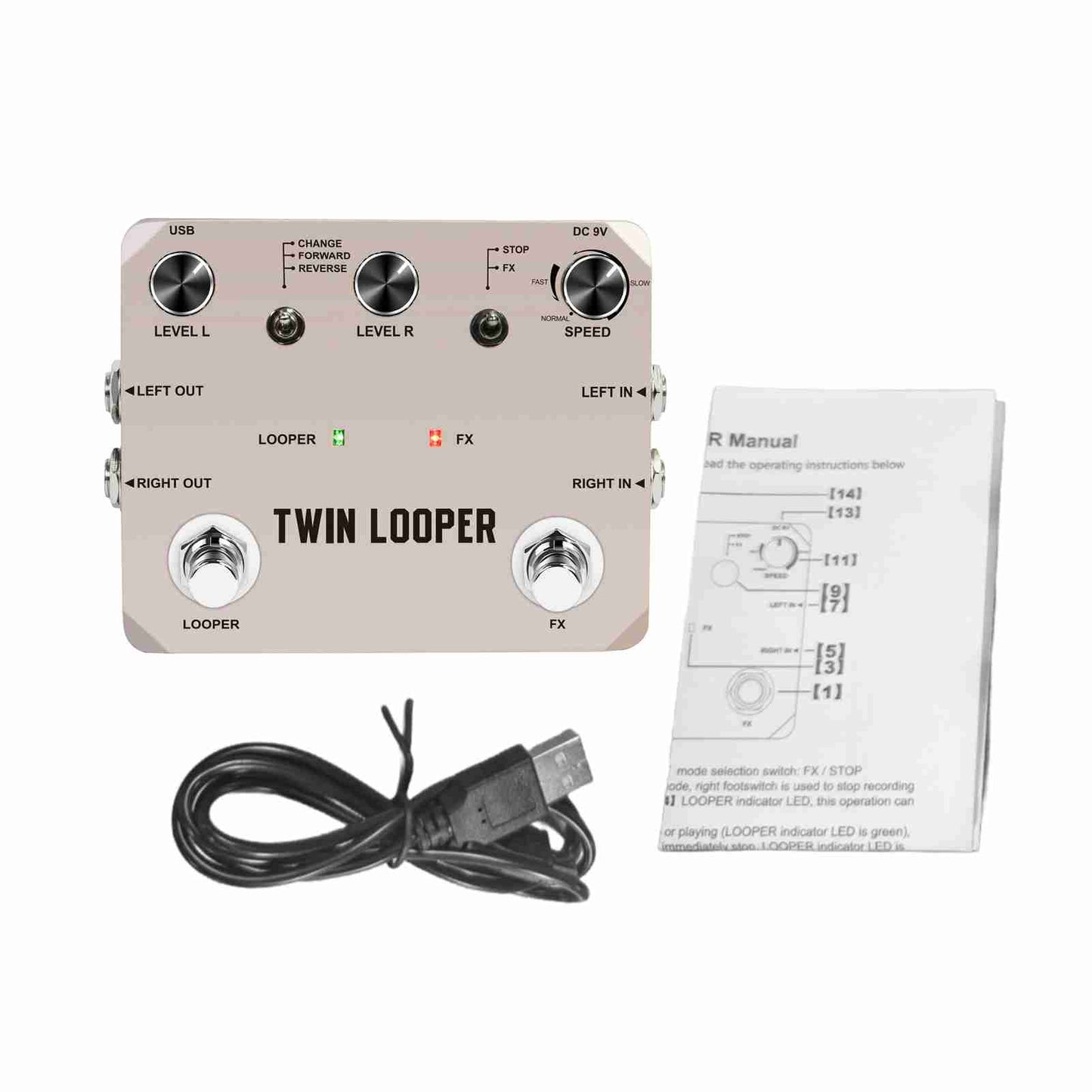 Guitar Looper Pedal With 2 Footswitch 11 Playback Types 10-Minute