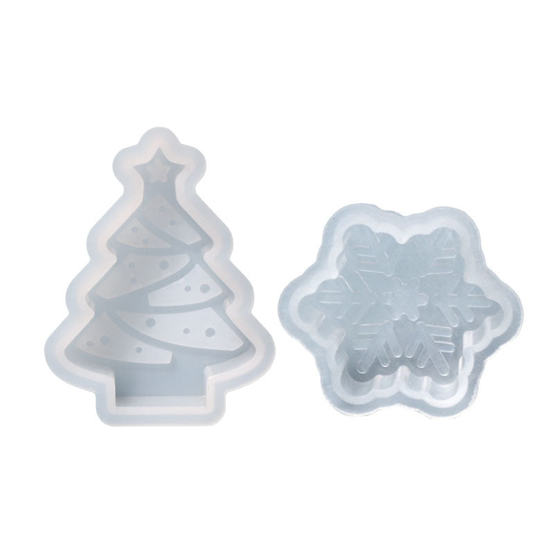Silicone Candle Mold Set for Christmas Tree and Snowflake Shapes - Holiday Crafting