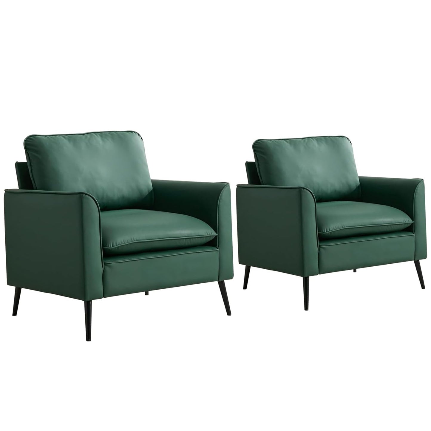 Green Cat Paw Leather Upholstered Sofa - 2PC Nordic Retro Design