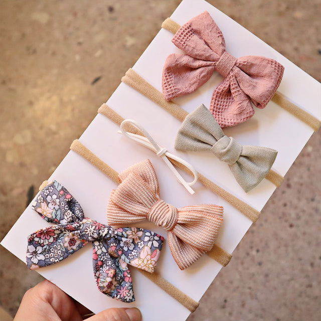 Baby Bow Tie Hair Hoop Headband Set - 5 Pack