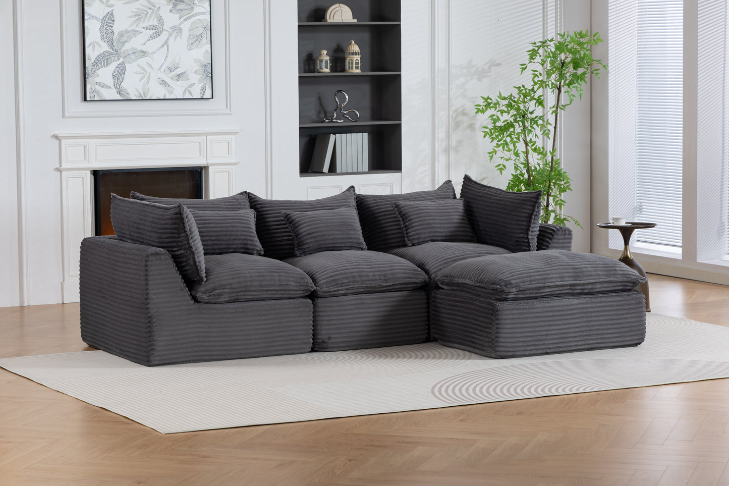 102.3" Modular Sectional Sofa - Comfy Corduroy in Antique Grey