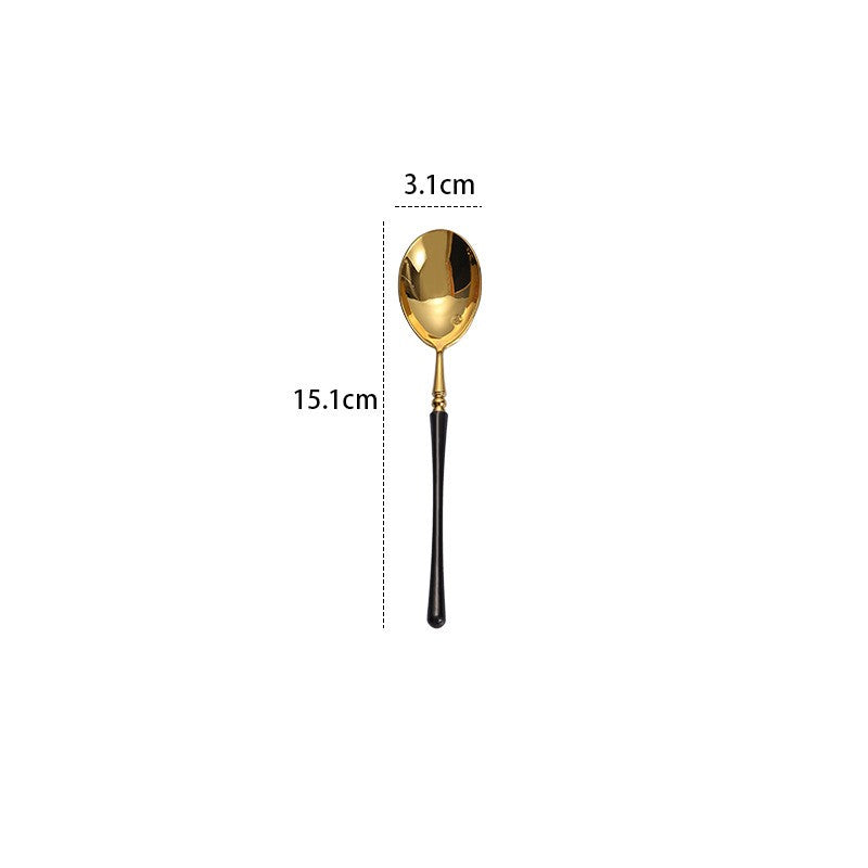 Stainless Steel Dinnerware Set with Black Gold Finish - Knife Fork Spoon