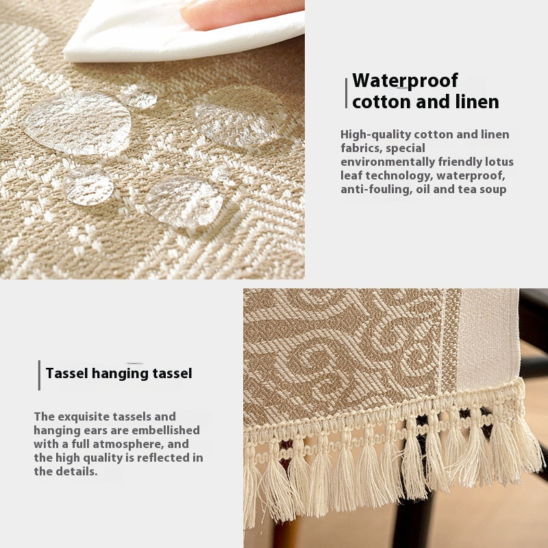 Cotton Linen Dining Tablecloth for Kitchen & Dining - Long Size