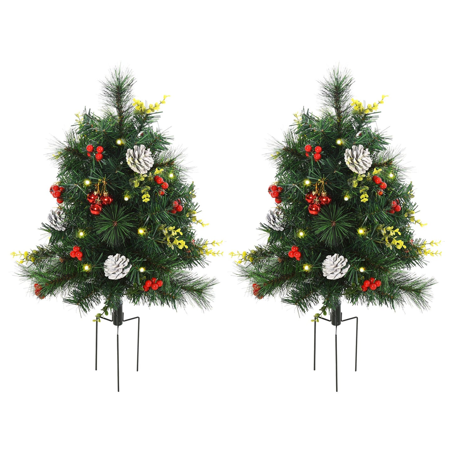 2.5ft Prelit Artificial Christmas Trees - Set of 2 with LED Lights