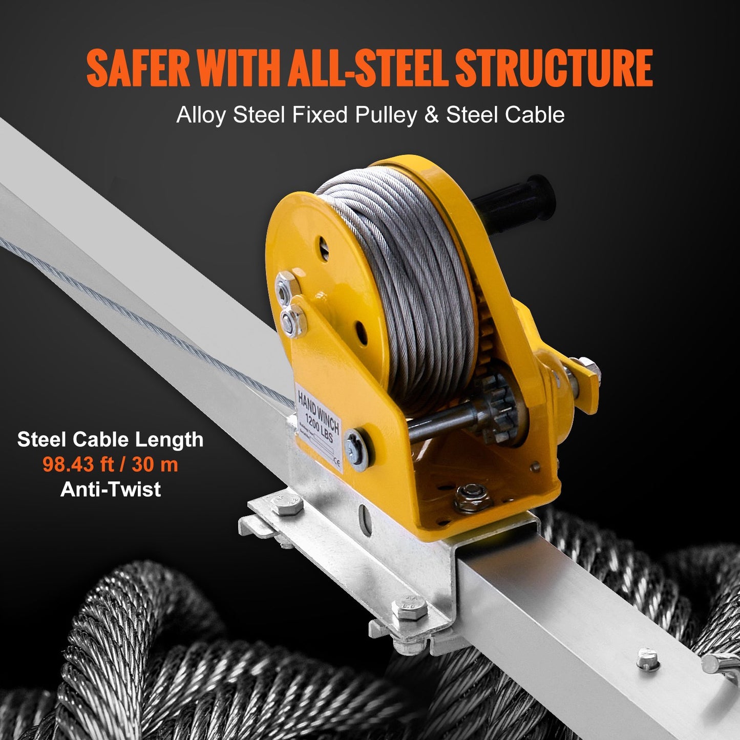 Confined Space Rescue Tripod Kit with 7-Ft Legs, 98-Ft Cable & Accessories