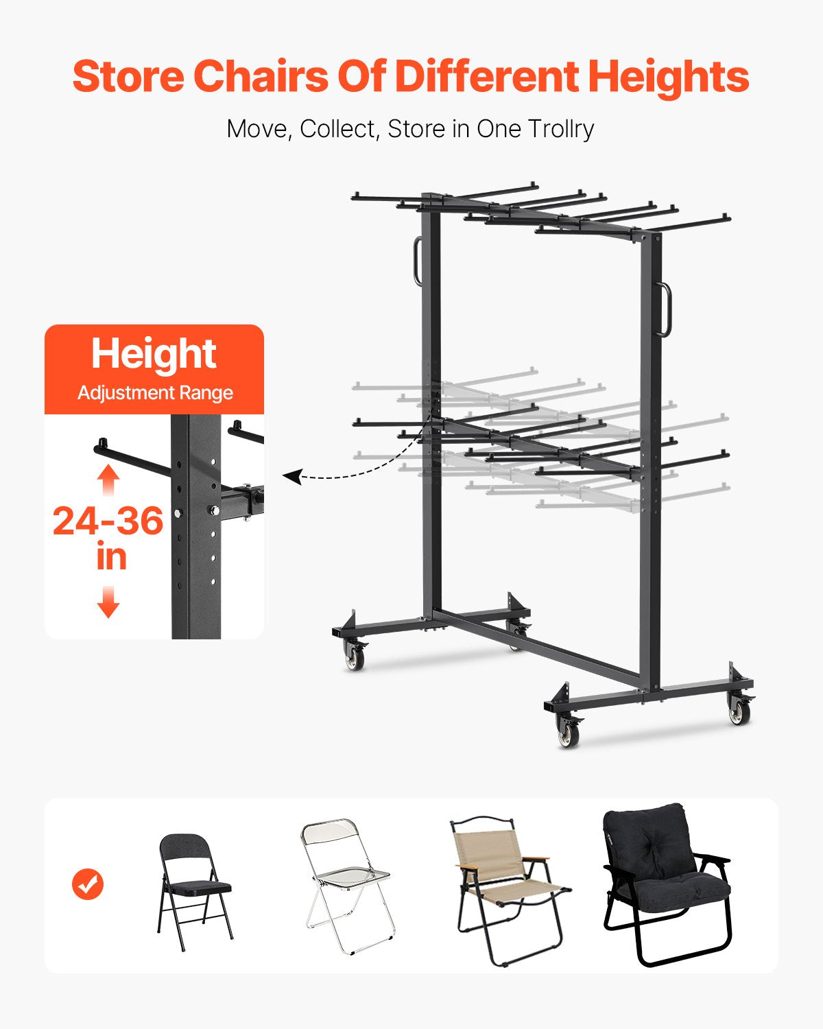 Folding Chair Rack Cart for 84 Chairs & 12 Tables - Heavy Duty Storage