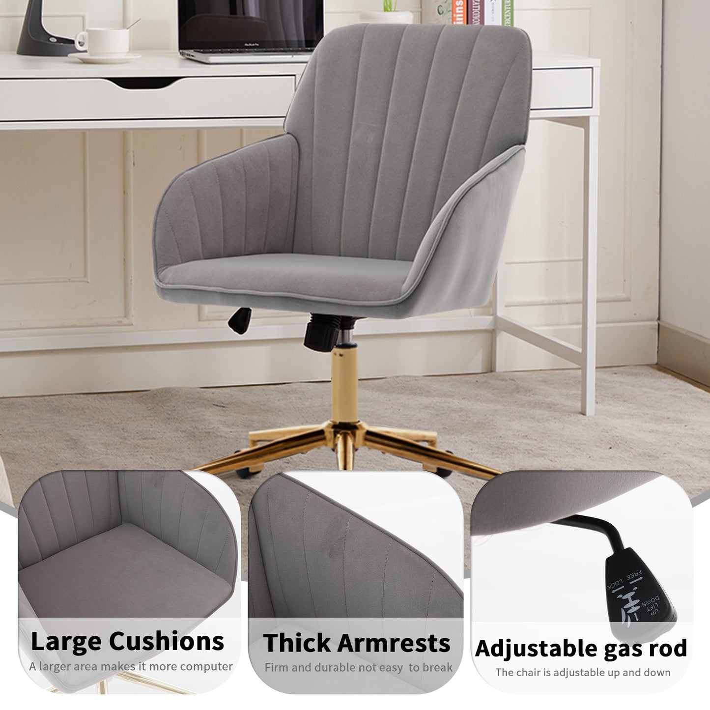 Ergonomic Gray Office Chair - Adjustable Swivel Design