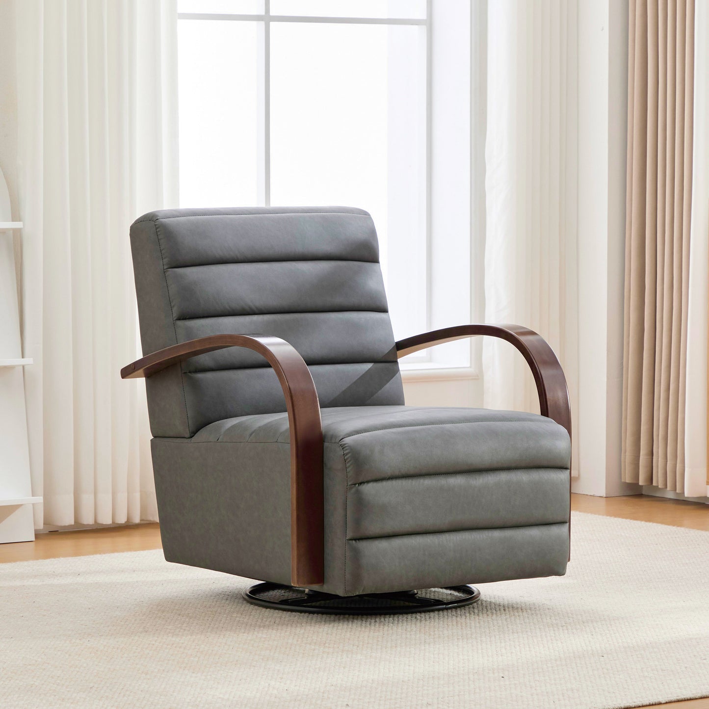 30.7" Modern Upholstered Swivel Accent Chair - Gray