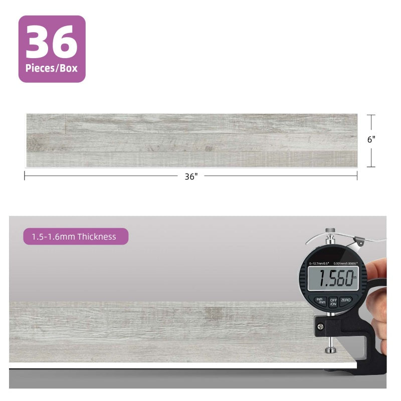 Waterproof Vinyl Peel and Stick Flooring Tiles - Light Gray - 36 PCS