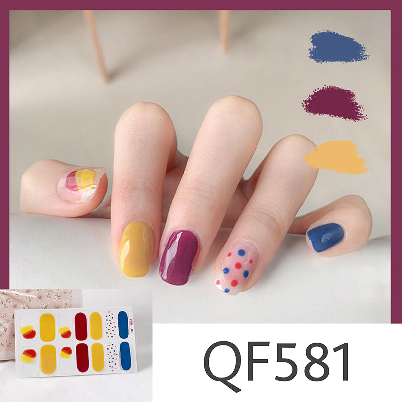 Waterproof Nail Art Stickers - 14pcs Durable Eco-Friendly Decals for Nails