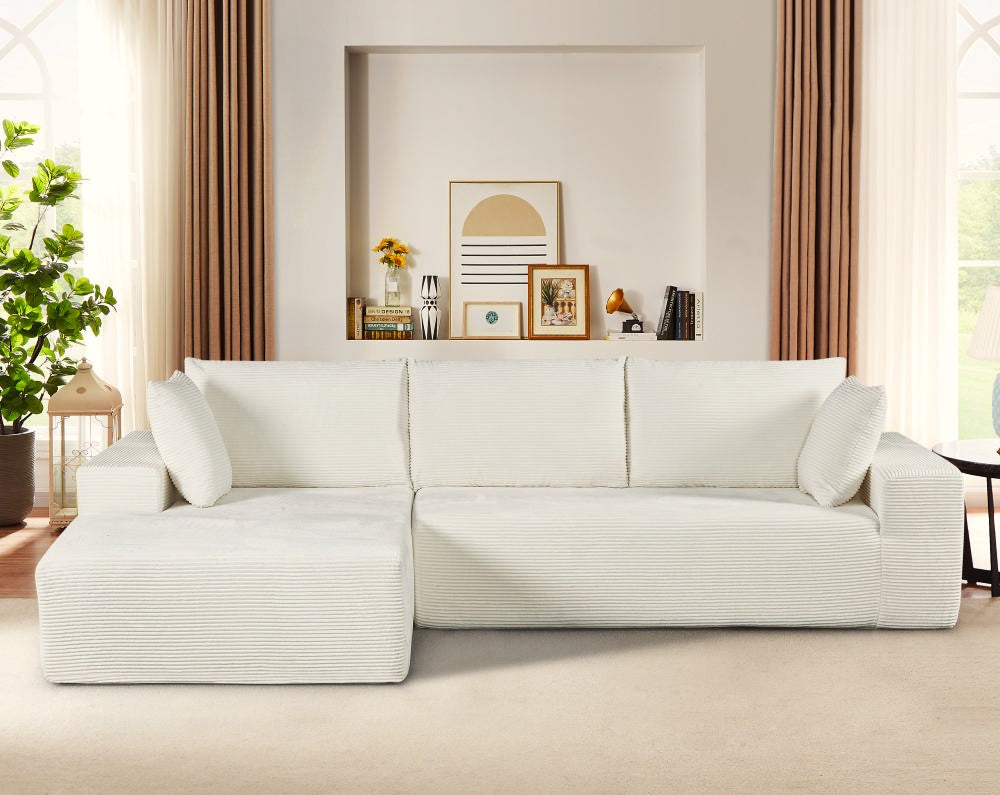 CozyForm Convertible Sectional Sofa In Soft Corduroy, Modern Comfy