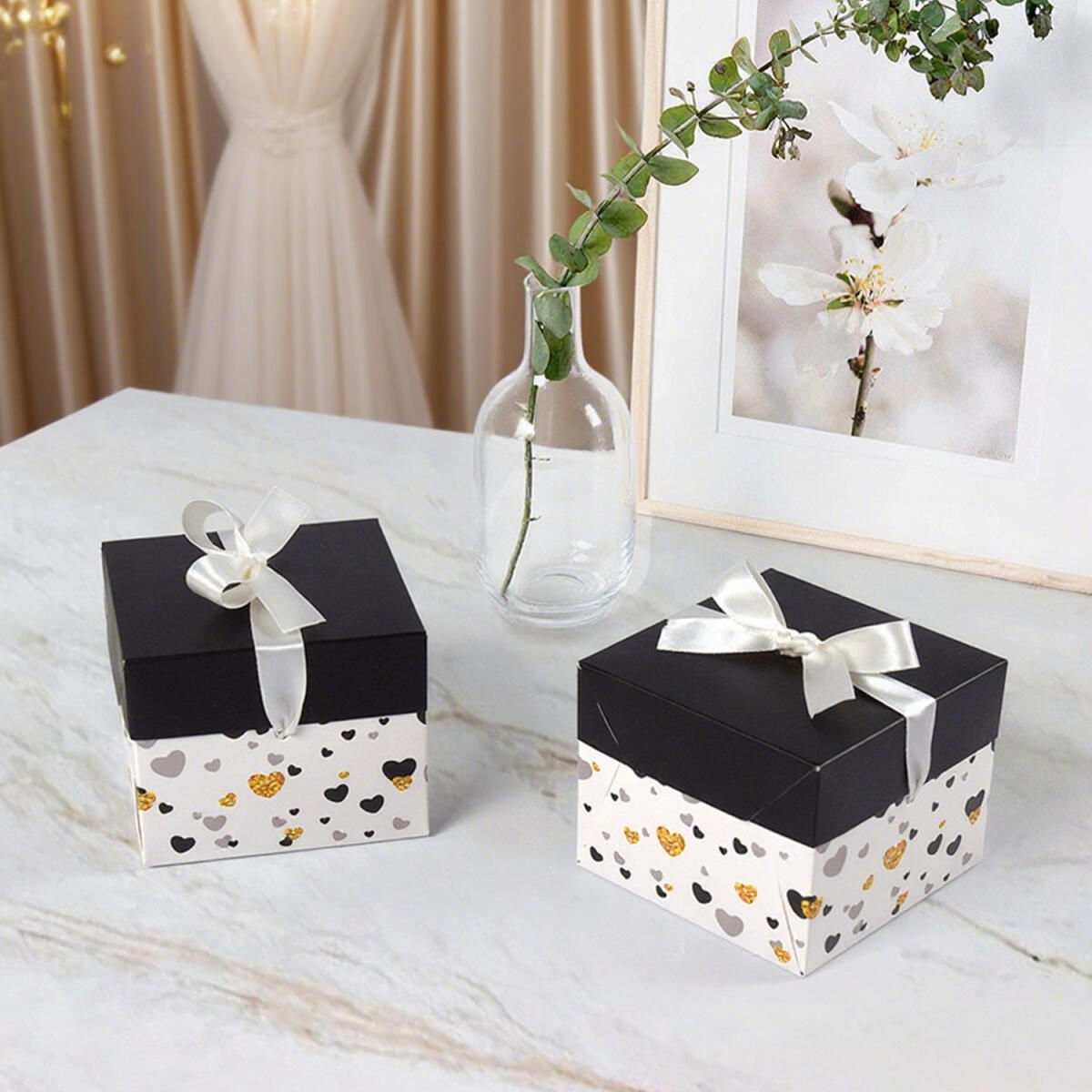 10 Pack Black and White Gift Boxes - Perfect for Events