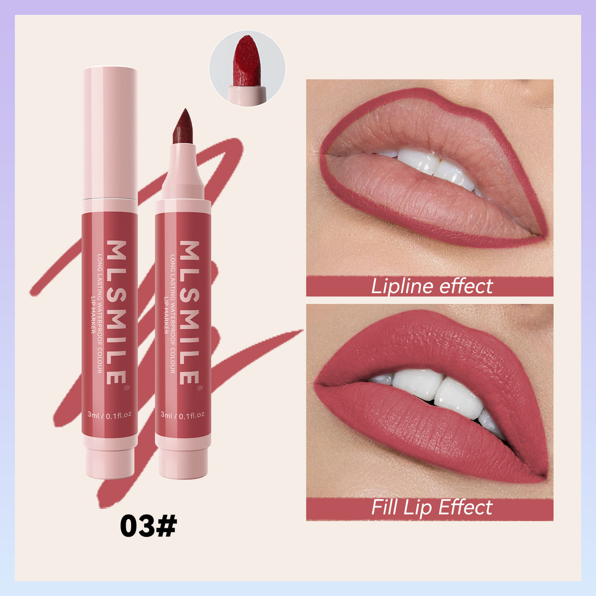 Waterproof Lip Liner Pencil - Long-Lasting, No Stain, 3ml, Multiple Colors