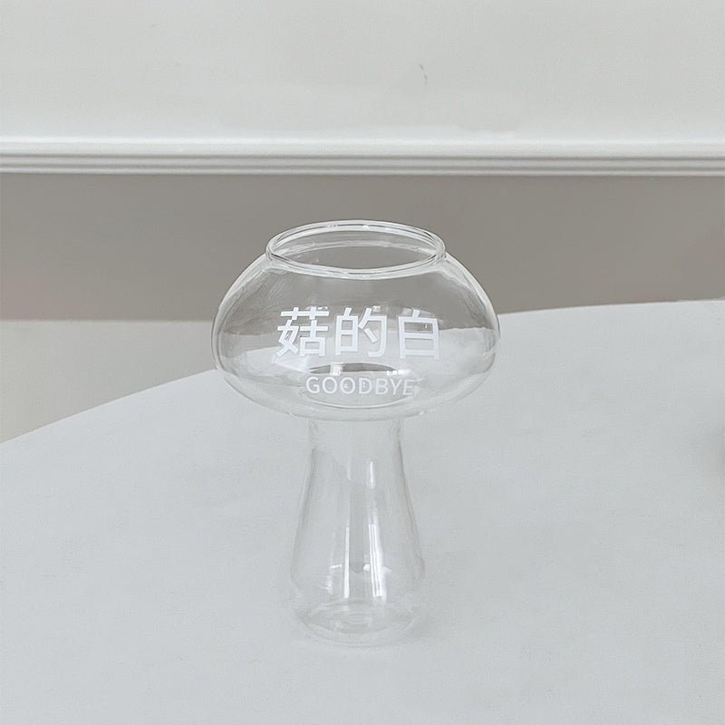 Creative Funny Mushroom Water Cup Glass Drinkware with Straw