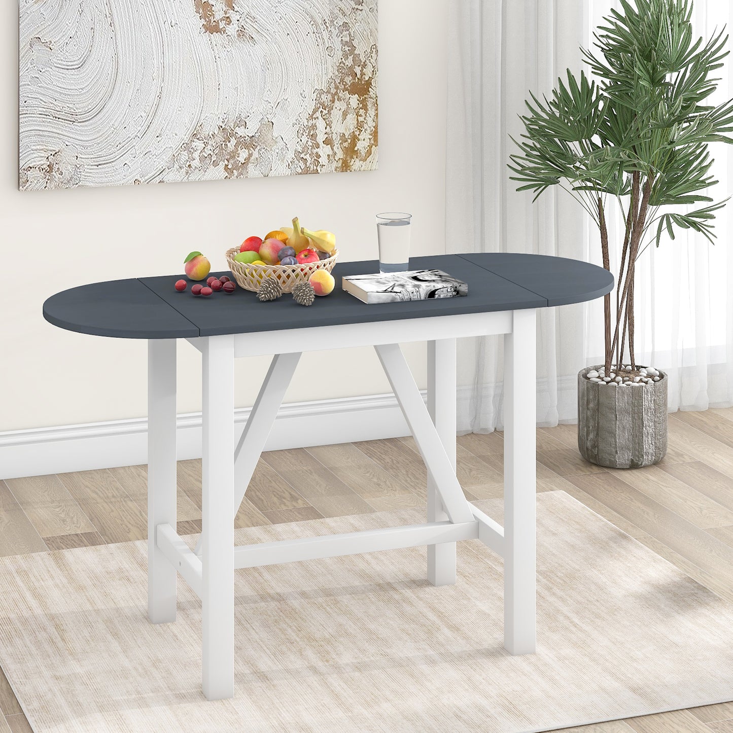 3-Piece Wood Counter Height Dining Table Set with Chairs - White