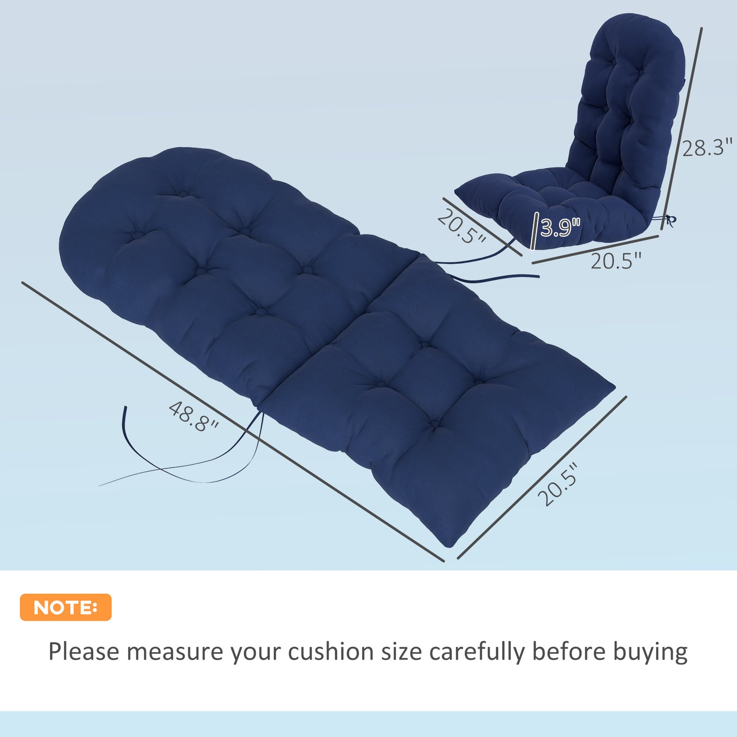 Adirondack Chair Cushions Set of 2 - Navy Blue Tufted Cushions