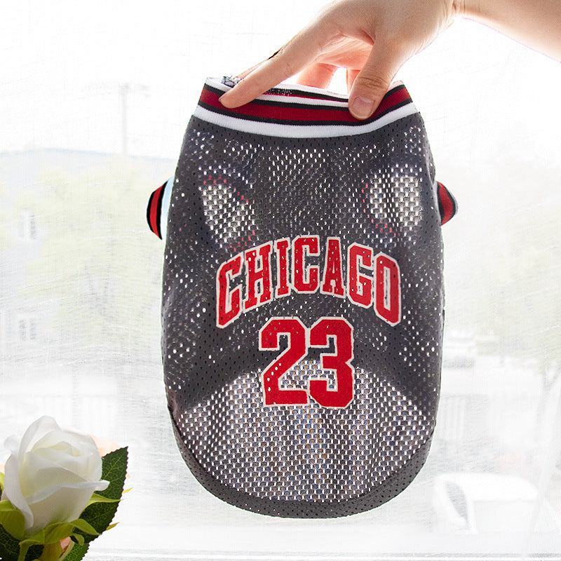 Large Mesh Basketball Dog Vest - Summer Pet Clothes for Active Dogs
