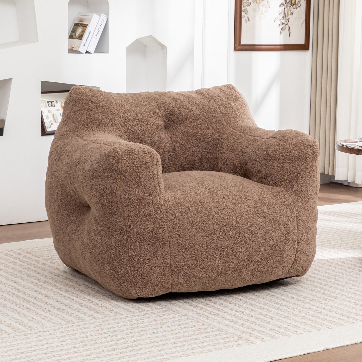 Bean Bag Chair, Sofa Chair With Armrests Stuffed High-Density Foam,