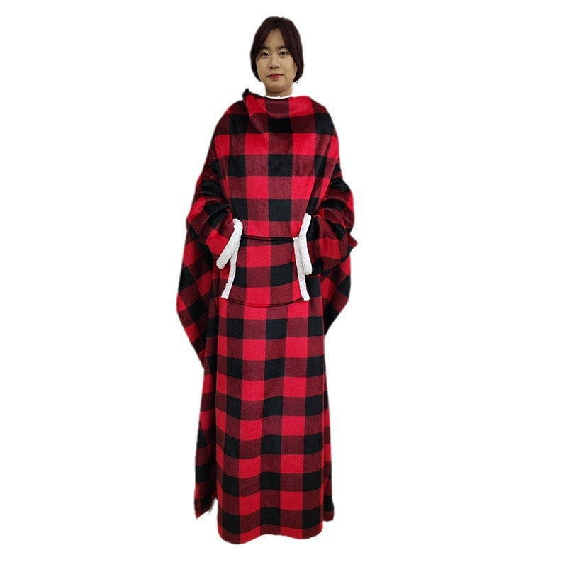 Wearable Lambswool Blanket with Large Pocket - Lazy Winter Throw 150x180cm