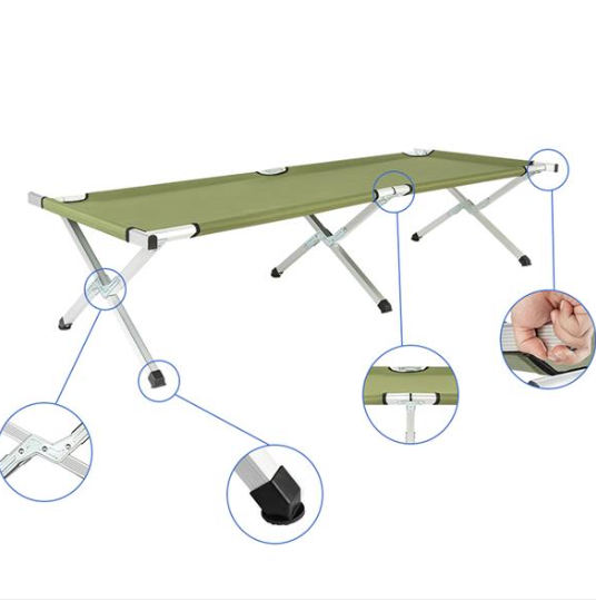 Portable Folding Camping Cot - Army Green, Lightweight Design