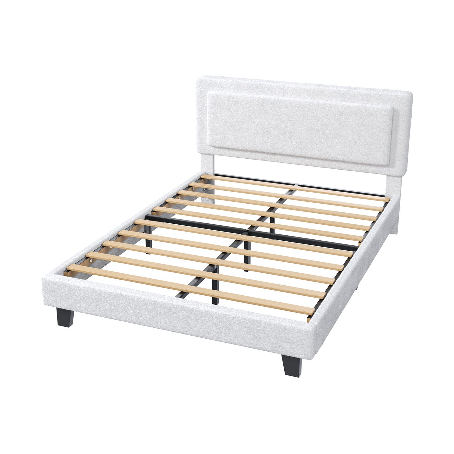 Queen Size Bed Frame Upholstered Platform With Adjustable Headboard