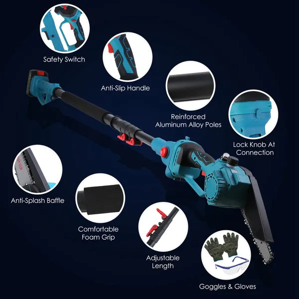 Cordless 2-in-1 Pole Saw & Chainsaw with Extension, Brushless Motor, 21V Battery
