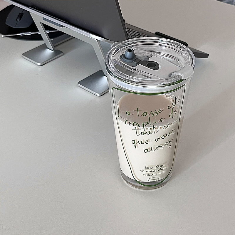 High-Temperature Resistant Green Glass with Lid - Large Capacity Drinkware