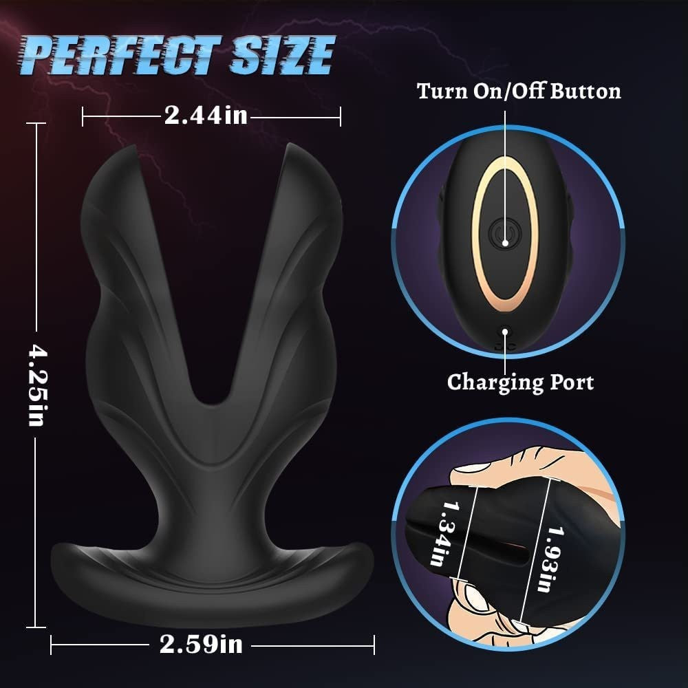 Electric Vibrating Prostate Massager with Remote Control - Black
