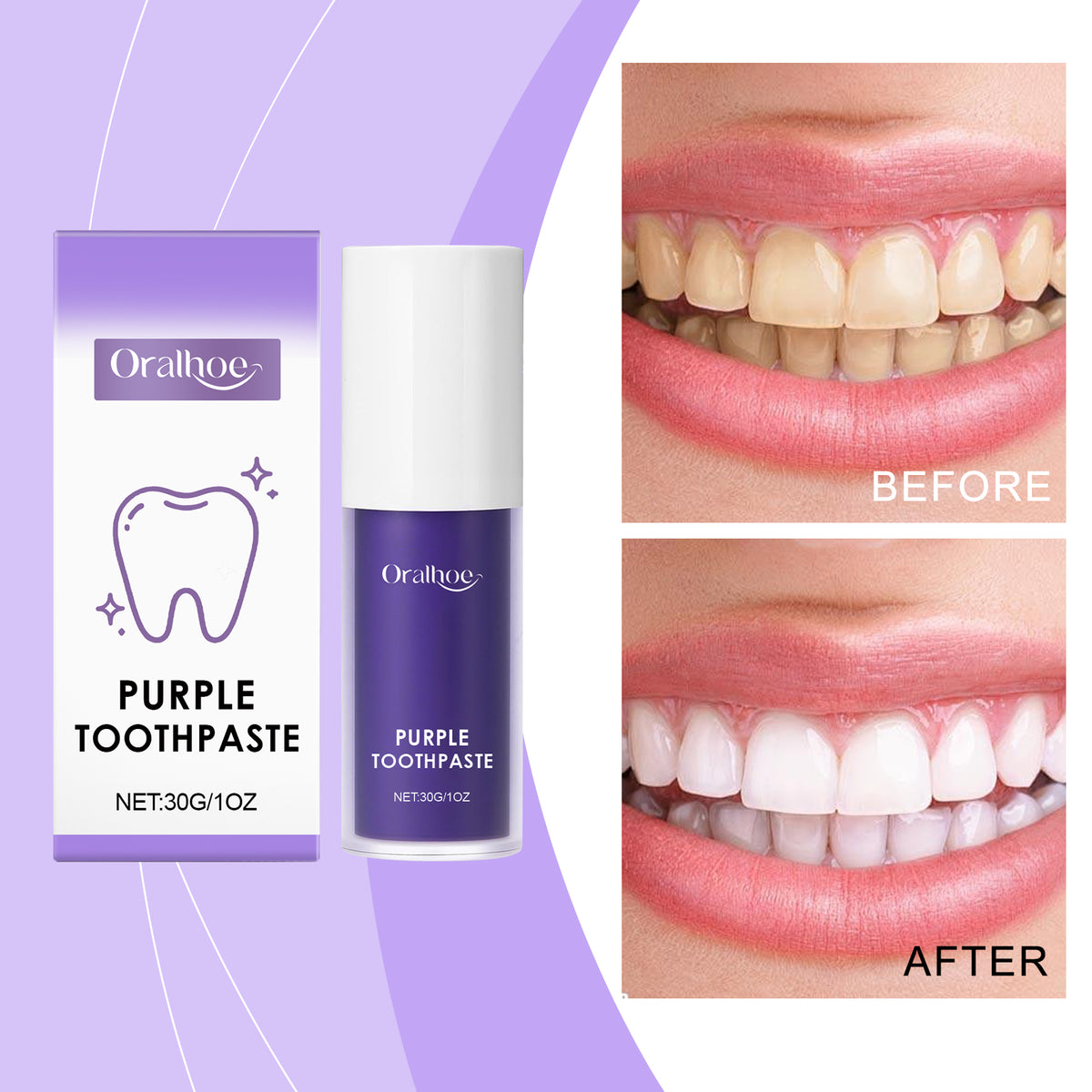 Purple Whitening Toothpaste 30g - Gentle Teeth Cleaning & Brightening