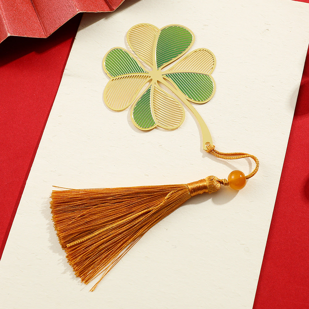 Metal Leaf Vein Bookmark - Classical Art Style, Four Seasons Plant Design