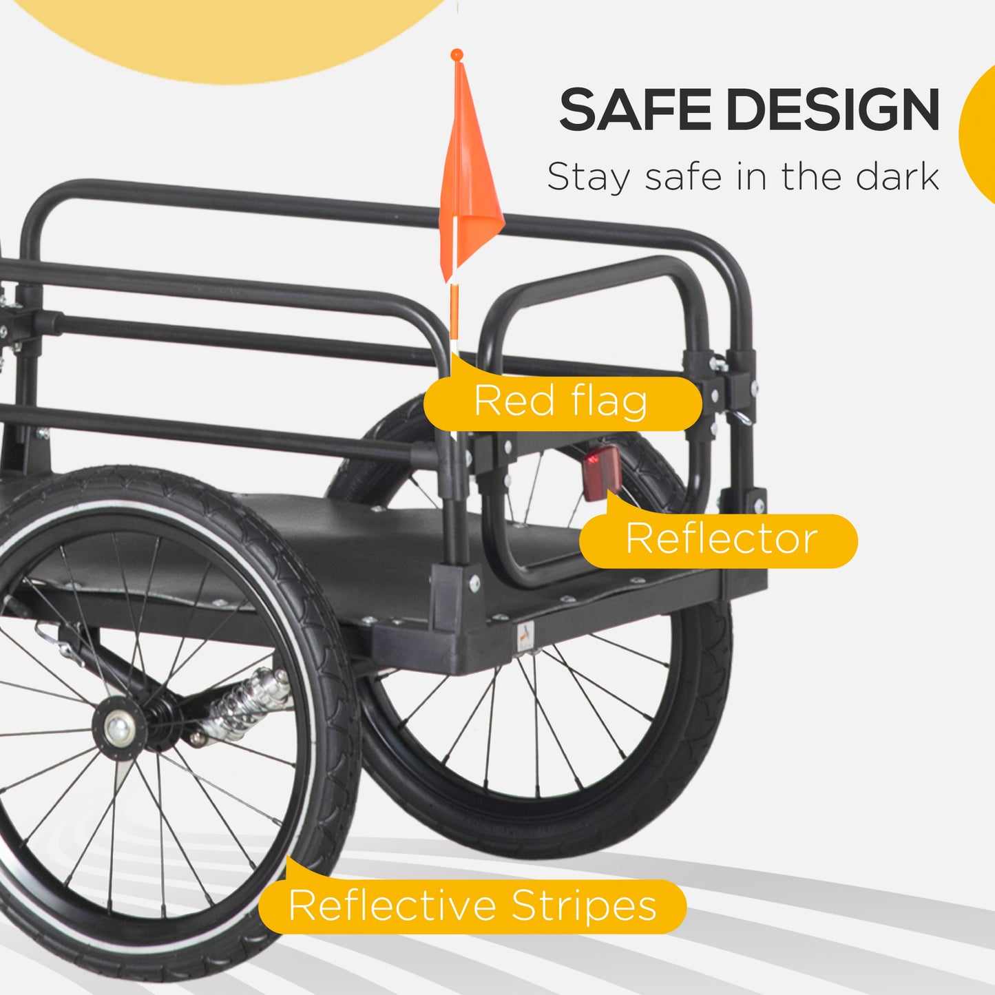 Bicycle Cargo Trailer with Suspension and Triple Safety Features