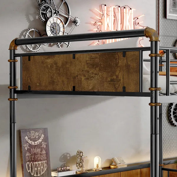Twin XL Metal Bunk Bed with Detachable Design & Safety Rails - Black